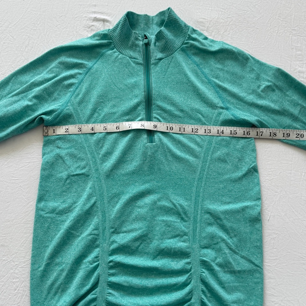 Athleta Teal Heathered Quarter Zip Long Sleeve Workout Top size M - Picture 7 of 7